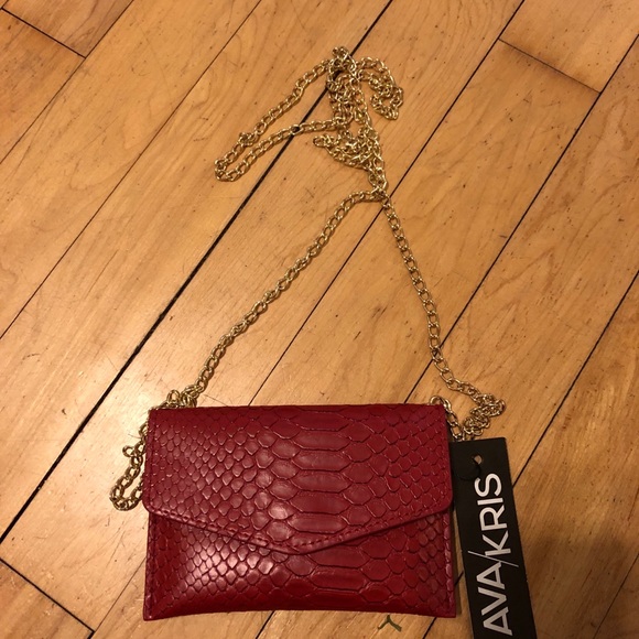Red snake print Card carrying crossbody - Picture 1 of 4
